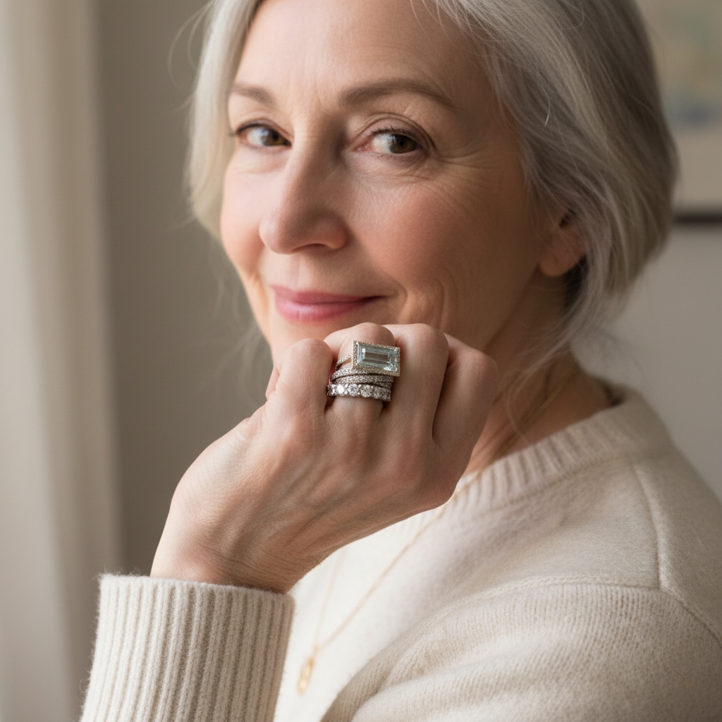 Vintage sada prstenů ze stříbra s skleněným tyrkysovým kamenem