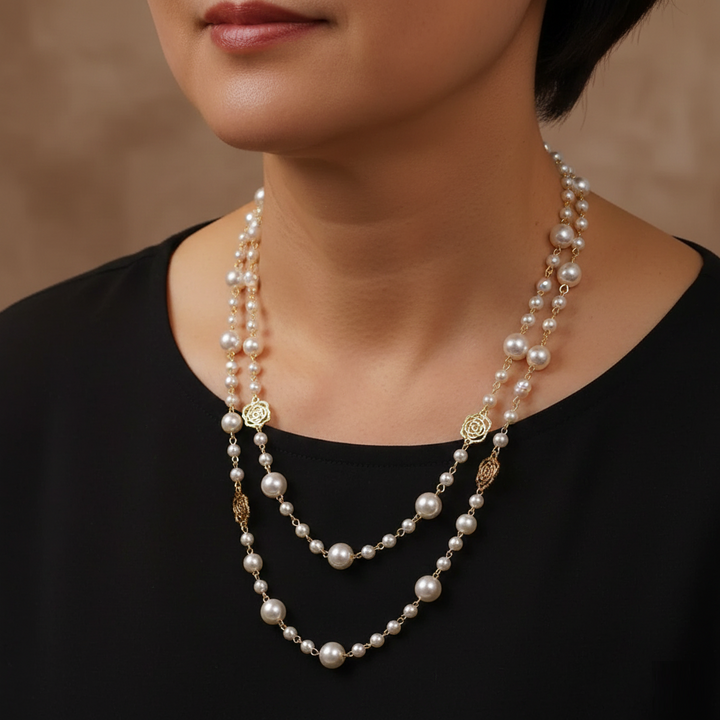 Elegantní zlatý náhrdelník s perlou